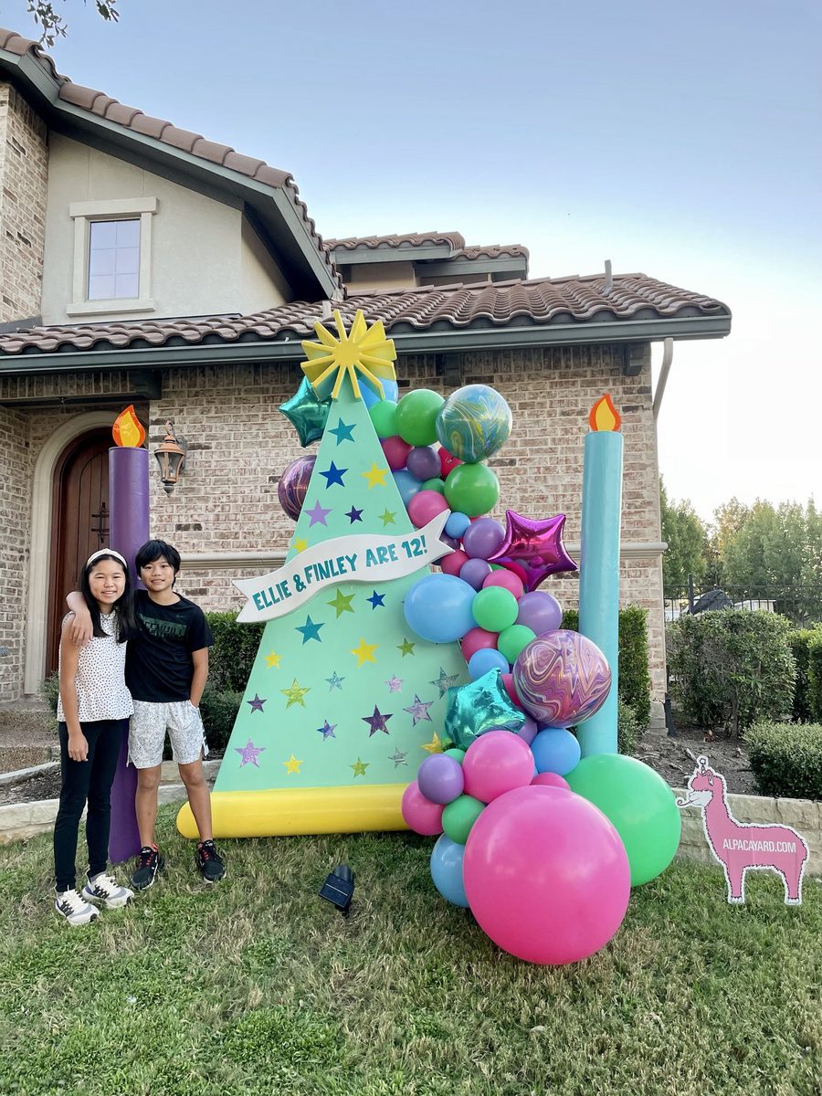 A balloon installation built for a birthday party.